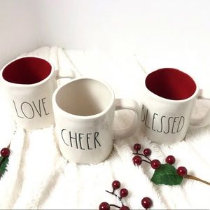 Rae Dunn Cheer, Love, Blessed Mug Set